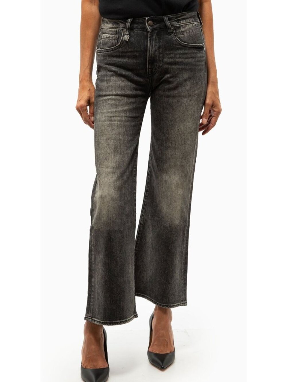 R13 Kick Fit Kennet Stretch Black Flare Jeans Size 27 - Picture 1 of 3